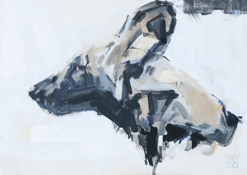African Wild dog portrait. Acrylic on panel. 30 x 21cm. £215