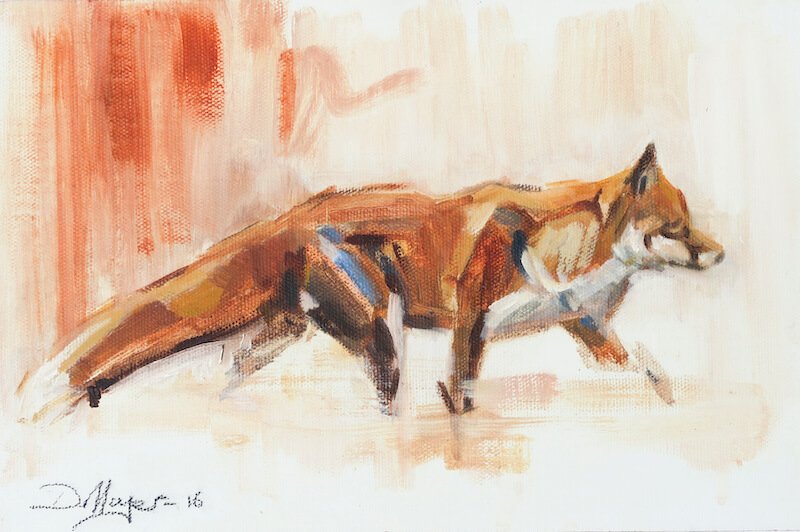 Red Fox. Oil on canvas panel. 30 x 20cm. £265.