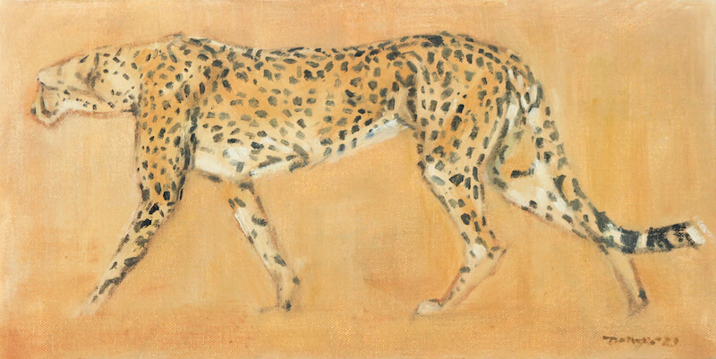 Stalking Cheetah. Oil on canvas panel. 31 x 16cm. £265.