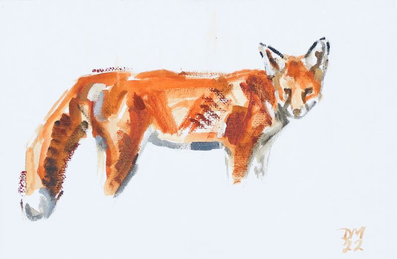 Fox. Oil on canvas panel. 22 x 15cm. £215.