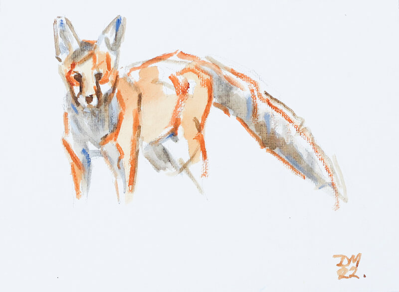 Fox. Oil on canvas panel. 20 x 15cm. £215.