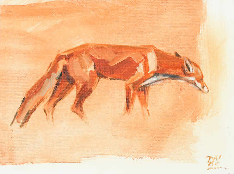 Fox. Oil on canvas panel. 20 x 15cm. £215.