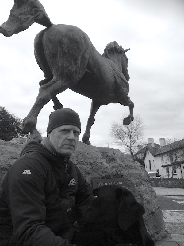 David Mayer with bronze sculpture  of a Welsh Cob for Aberaeron