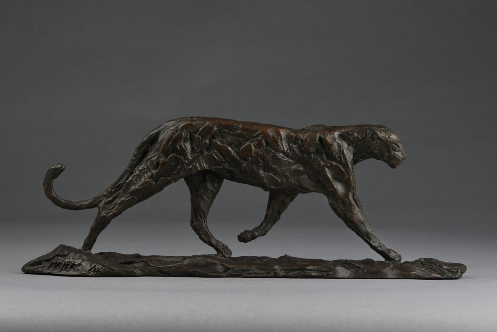 Bronze Patrolling Leopard sculpture