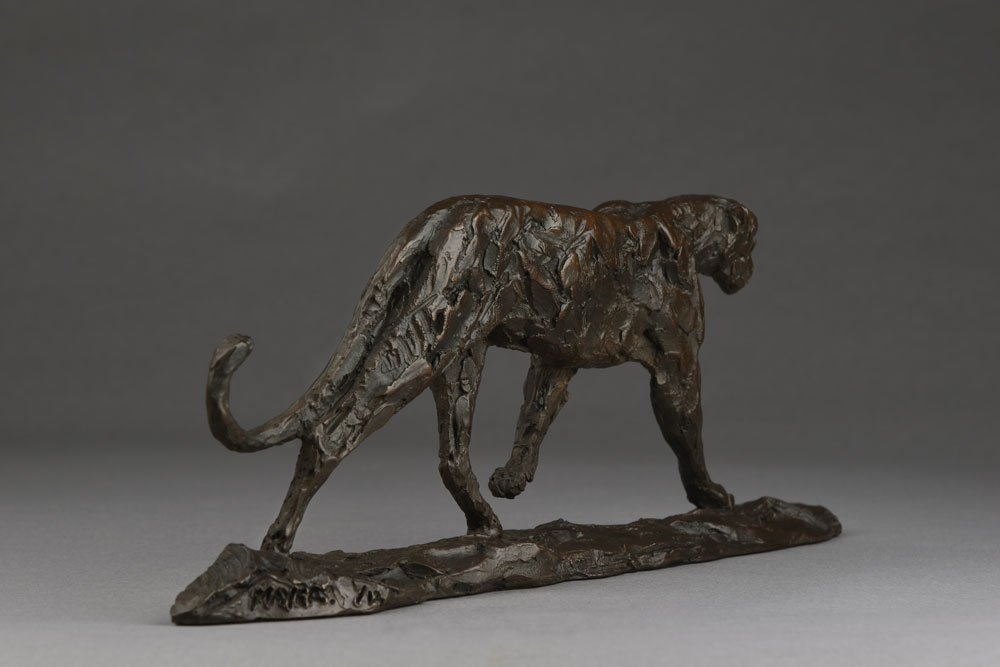 Bronze Patrolling Leopard sculpture