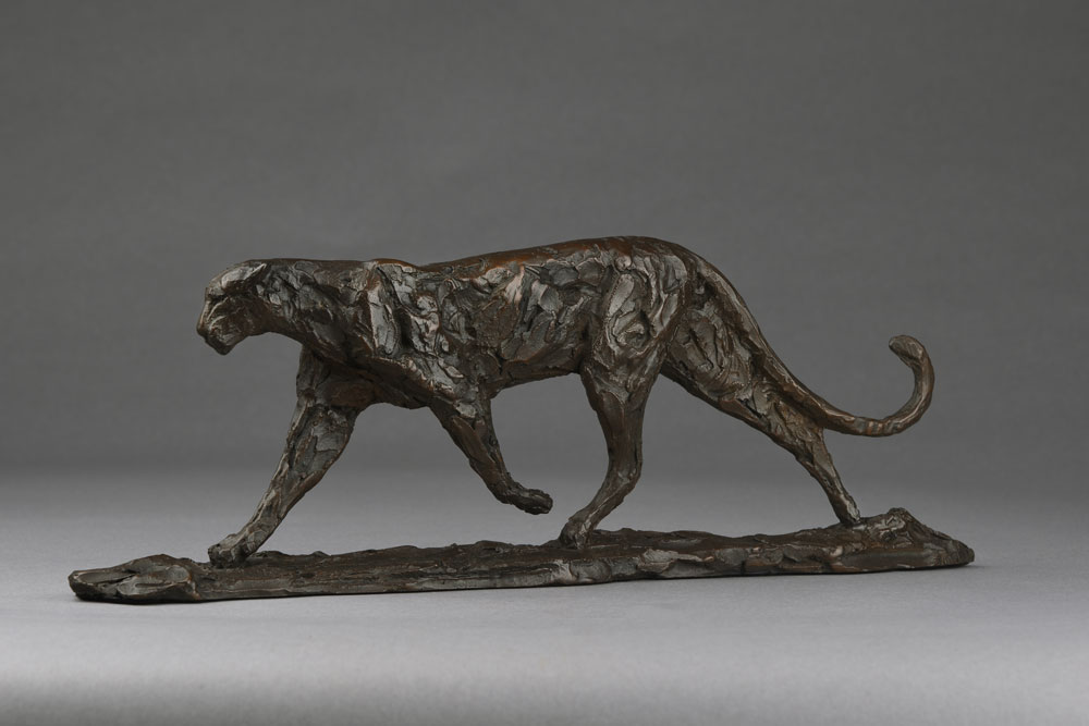 Bronze Patrolling Leopard sculpture