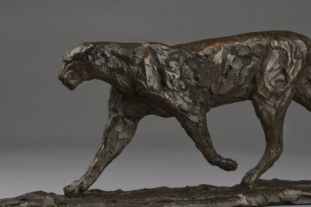 Bronze Patrolling Leopard sculpture