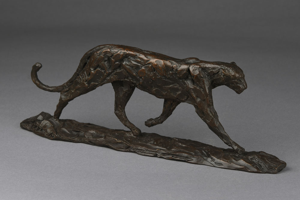 Bronze Patrolling Leopard sculpture
