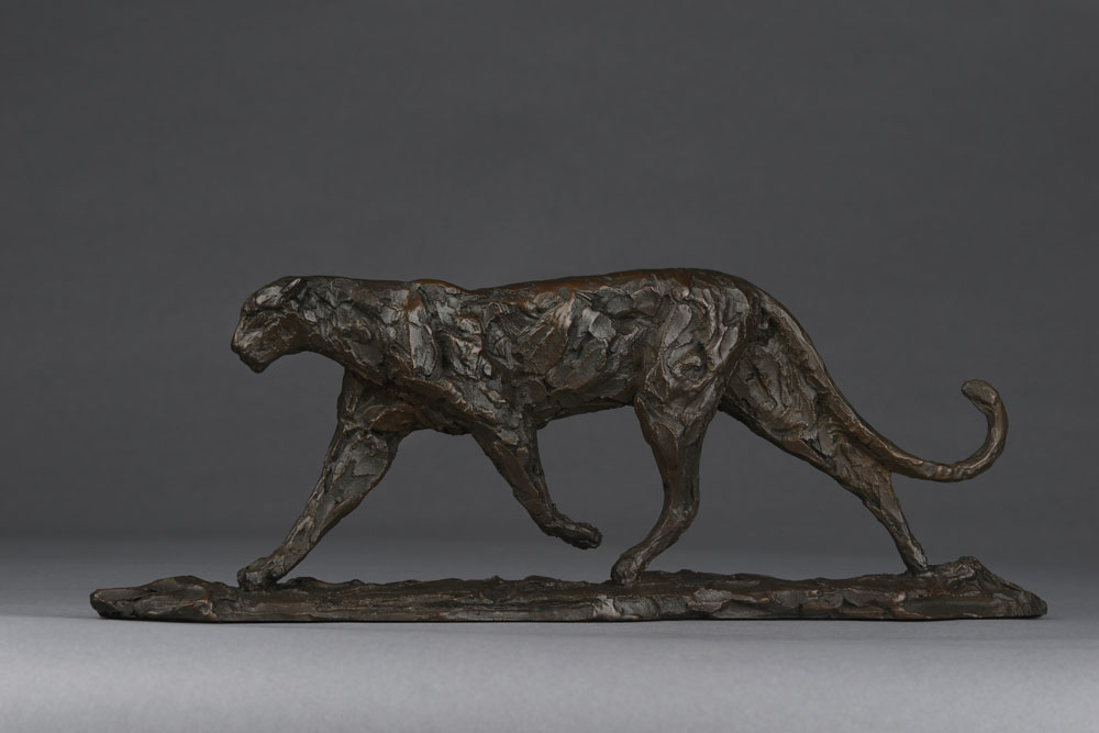 Bronze Patrolling Leopard sculpture