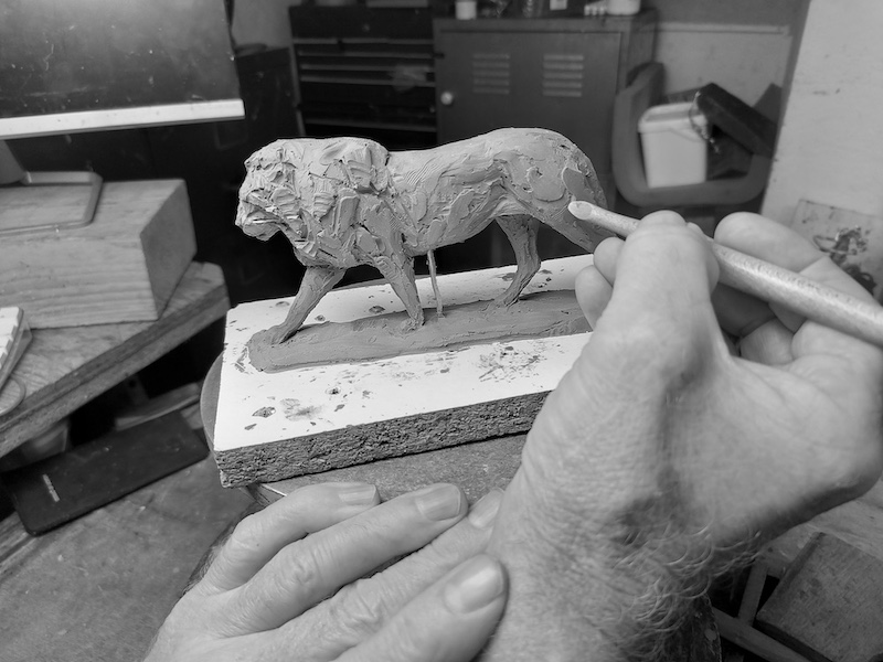 New Lion being sculpted