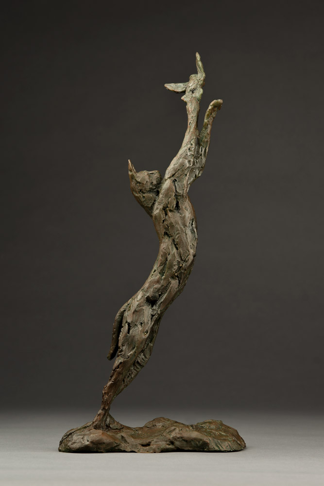 Serval bronze sculpture