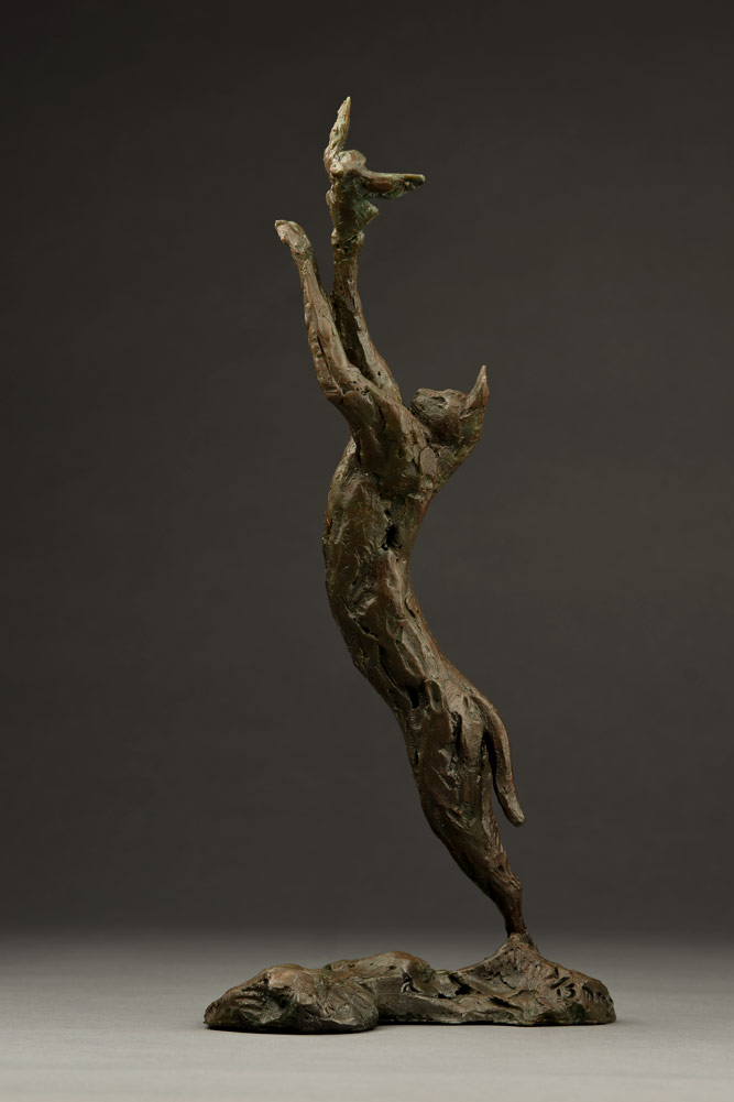 Serval bronze sculpture